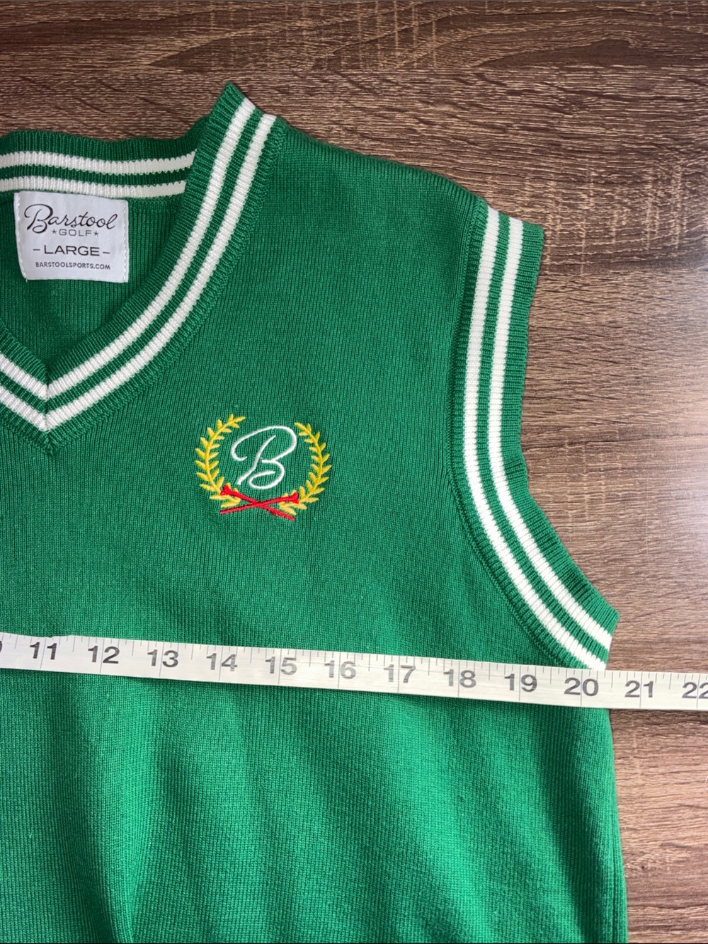 EUC Mens Barstool Sports Large Green Golf Vest Yellower Tipped - Picture 4 of 7